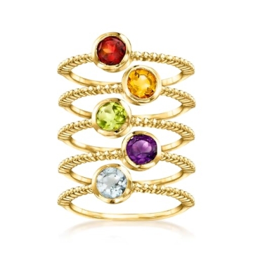 Ross-Simons 1.60 ct. t.w. Multi-Gemstone Jewelry Set: 5 Rings in 18kt Gold Over Sterling