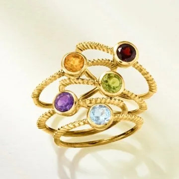 Luxurious Multi-Gemstone Ring Set in 18kt Gold Over Silver