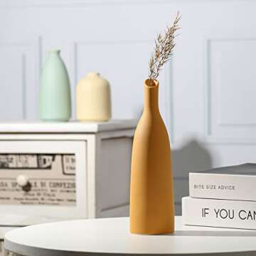 Vases Home Decor, Modern Farmhouse Decor Vase Set of 3, Small Flower Vases for Table Decor, Living Room Decor Vase, Book Shelf Vases for Decor, Bookshelf Decor Vase and Entryway Decor, Ceramic Vase