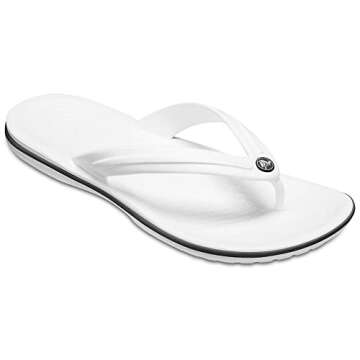 Crocs Unisex Adult Crocband Flip Flop Sandal, White, 7 Men/9 Women