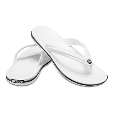 Crocs Unisex Adult Crocband Flip Flop Sandal, White, 7 Men/9 Women