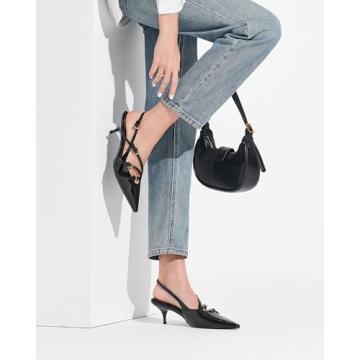Coutgo Elegant Slingback Kitten Heels for Women with Comfort