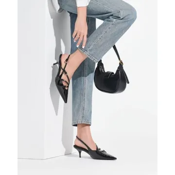 Coutgo Elegant Slingback Kitten Heels for Women with Comfort
