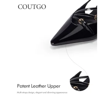 Coutgo Elegant Slingback Kitten Heels for Women with Comfort