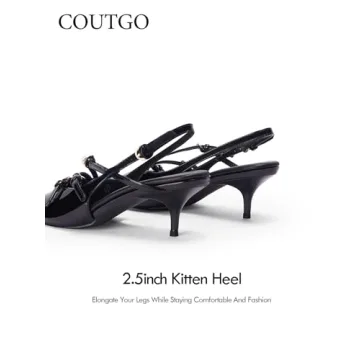 Coutgo Elegant Slingback Kitten Heels for Women with Comfort