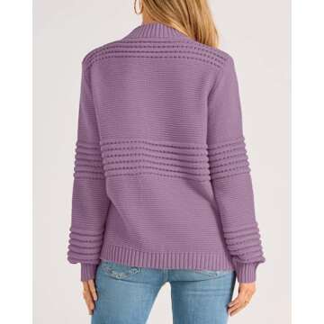 KIRUNDO Womens Fall Sweaters 2024 Long Sleeve Oversized Crew Neck Crochet Striped Hollow Out Sweater...