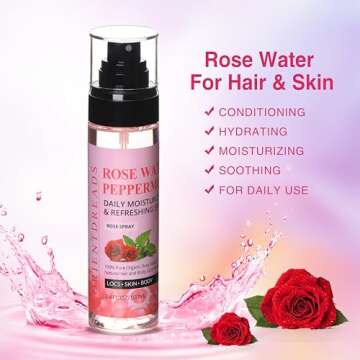 Orientdreads Moisturizing Rose Water and Peppermint Hair Scalp Refresher with Castor Oil for Locs an...