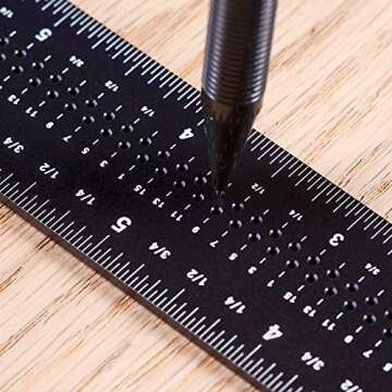 Woodraphic Precision Square Bundle 8-inch + 12-inch Guaranteed Measurements Ruler for Measuring and ...