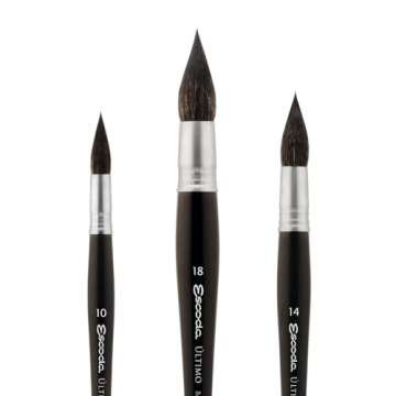 Escoda Signature Artist Watercolor Paint Brush Set, Fabio Cembranelli Set #1, Ultimo (Synthetic Squirrel) Mop Size 10, 14, 18