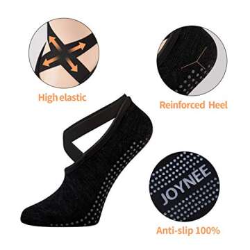 JOYNÉE Non-Slip Yoga Socks for Women with Grips,Ideal for Pilates,Barre,Dance,Hospital,Fitness 3 Pairs