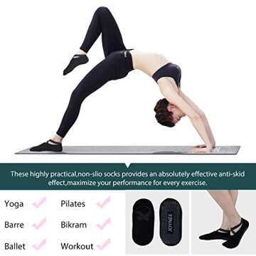JOYNÉE Non-Slip Yoga Socks for Women with Grips,Ideal for Pilates,Barre,Dance,Hospital,Fitness 3 Pairs