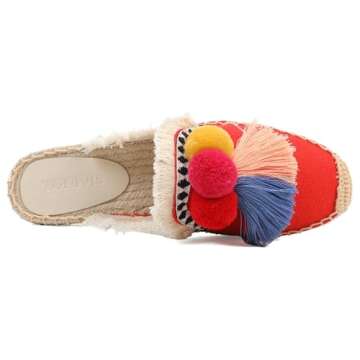 Vibrant Women's Espadrilles Mule Shoes with Tassel Design