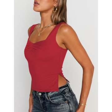 Trendy Queen Womens Going Out Crop Tops Backless Tank Tops Summer Y2k Teen Girls Basics Cute Clothes, Red, S