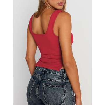 Trendy Queen Womens Going Out Crop Tops Backless Tank Tops Summer Y2k Teen Girls Basics Cute Clothes, Red, S