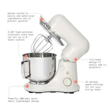 Drew Barrymore 5.3QT Stand Mixer - Stylish & Powerful