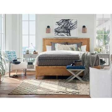 Coastal Living Escape Long Key Woven Rattan Queen Size Bed Frame with Headboard