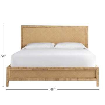 Coastal Living Escape Long Key Woven Rattan Queen Size Bed Frame with Headboard