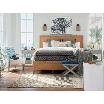 Coastal Living Escape Long Key Woven Rattan Queen Size Bed Frame with Headboard
