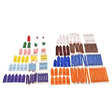 BOHS Montessori Bead Chains & Squares - Skip Counting, Multiplication, and Square Number Learning Toy for Pre-K Math Education