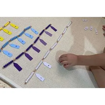 BOHS Montessori Bead Chains & Squares - Skip Counting, Multiplication, and Square Number Learning Toy for Pre-K Math Education