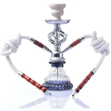 Haawvee Hookah Set 11inch Modern Shisha Hookah Kit Hookah Accessories with Glass Vase Portable Hookah for Party or Family, White