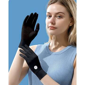 CAMSTIC Women's Ultra Thin UPF 50+ Summer UV Protection Touchscreen Driving Gloves (Black)