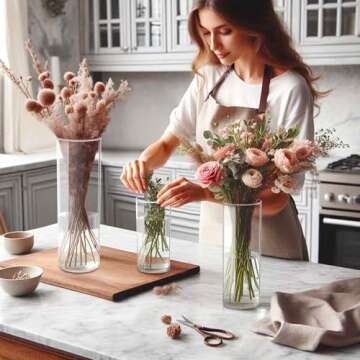 Amazing Abby - Viola Magra - Plastic Cylinder Vases (3-Piece Set), Acrylic Flower Vases for Wedding Centerpieces, Home Decorations, Office Ornaments, Shatter-Proof, 6" + 9" + 12" (H) (Not Glass)