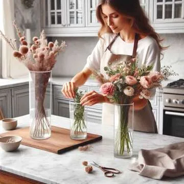 Amazing Abby - Viola Magra - Plastic Cylinder Vases (3-Piece Set), Acrylic Flower Vases for Wedding Centerpieces, Home Decorations, Office Ornaments, Shatter-Proof, 6" + 9" + 12" (H) (Not Glass)