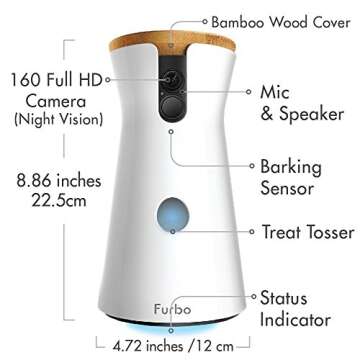 Lingtoolator mera: Treat Tossing, Full HD WiFi Pet Camera and 2-Way Audio, Designed for Dogs, Compatible with Alexa (2 USB Cabl