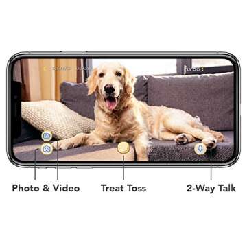 Lingtoolator mera: Treat Tossing, Full HD WiFi Pet Camera and 2-Way Audio, Designed for Dogs, Compatible with Alexa (2 USB Cabl