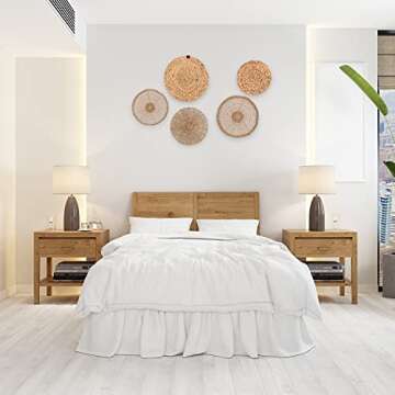 Wall Basket Decor Boho Flat, Set of 5 Hanging Woven Basket Wall Decor (11" - 13")