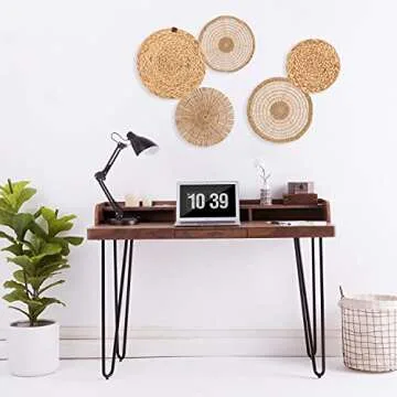 Set of 5 Round Seagrass Wall Baskets for Boho Decor