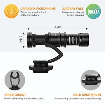 Comica CVM-VM10-K2 Smartphone Microphone with Tripod, Shotgun Video Mic for iPhone and Android Phone, Vlogging Kit for Youtube Recording Facebook Live, 3.5 mm TRRS