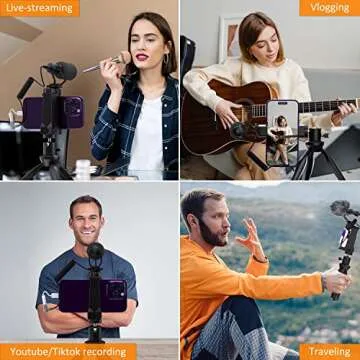 Comica CVM-VM10-K2 Smartphone Microphone with Tripod, Shotgun Video Mic for iPhone and Android Phone, Vlogging Kit for Youtube Recording Facebook Live, 3.5 mm TRRS