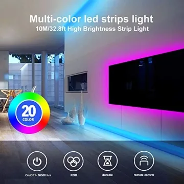 DAYBETTER 32.8ft RGB LED Strip Lights with Remote