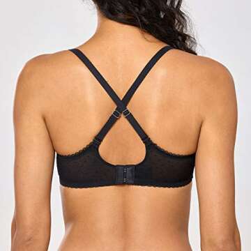 DOBREVA Women's Sexy Lace Bra Underwire Balconette Unlined Demi Sheer Plus Size