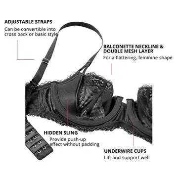 DOBREVA Unlined Lace Balconette Bra for All Sizes