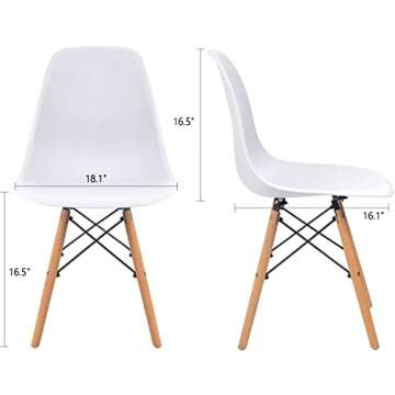 Furmax Pre Assembled Modern Style Dining Chair Mid Century Modern DSW Chair, Shell Lounge Plastic Chair for Kitchen, Dining, Bedroom, Living Room Side Chairs Set of 4 (White)
