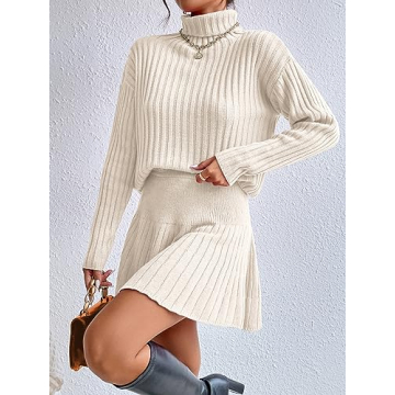 Buy QWINEE Women's Sweater and Skirt Set in Apricot