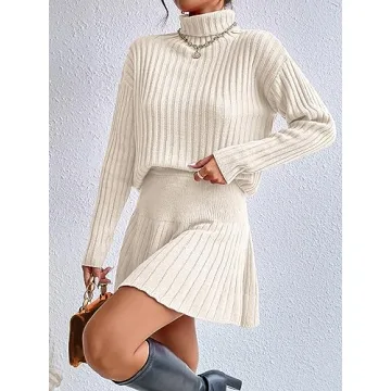 Buy QWINEE Women's Sweater and Skirt Set in Apricot