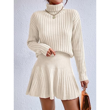 Buy QWINEE Women's Sweater and Skirt Set in Apricot