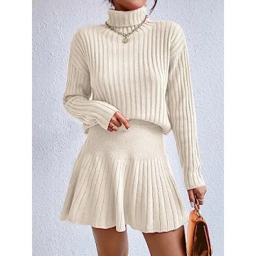 Buy QWINEE Women's Sweater and Skirt Set in Apricot