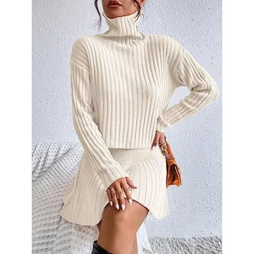 Buy QWINEE Women's Sweater and Skirt Set in Apricot