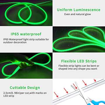 segrass 16.4ft LED neon Lights with Remote APP Control IP65 Waterproof Flexible Neon Strip Lights 24V RGB LED Rope Lights for Bedroom Room Outdoors Decor