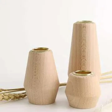 Stylish Wooden Taper Candle Holders Set of 3