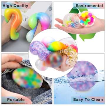 Besnel Stress Balls Set, Squishy Stress Ball, 8 Pack Stress Relief Ball for Adults Anxiety Relief Balls Squeeze Ball