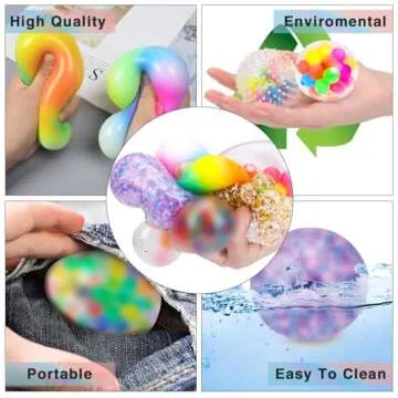 Besnel Stress Balls Set, Squishy Stress Ball, 8 Pack Stress Relief Ball for Adults Anxiety Relief Balls Squeeze Ball