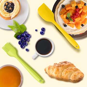 Silicone Spatula Set - 600°F Heat Resistant Rubber Spatulas for Cooking,Baking,Mixing, Silicone Utensil Sets for Nonstick Cookware,BPA-Free,Dishwasher Safe (Multicolor)