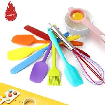 Silicone Spatula Set - 600°F Heat Resistant Rubber Spatulas for Cooking,Baking,Mixing, Silicone Utensil Sets for Nonstick Cookware,BPA-Free,Dishwasher Safe (Multicolor)