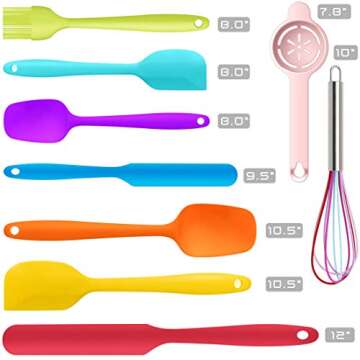 Silicone Spatula Set - 600°F Heat Resistant Rubber Spatulas for Cooking,Baking,Mixing, Silicone Utensil Sets for Nonstick Cookware,BPA-Free,Dishwasher Safe (Multicolor)